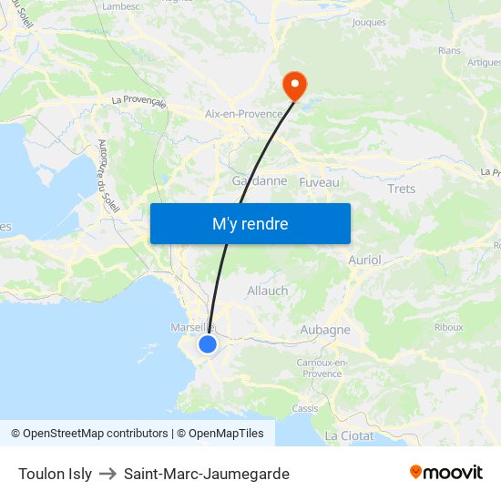Toulon Isly to Saint-Marc-Jaumegarde map