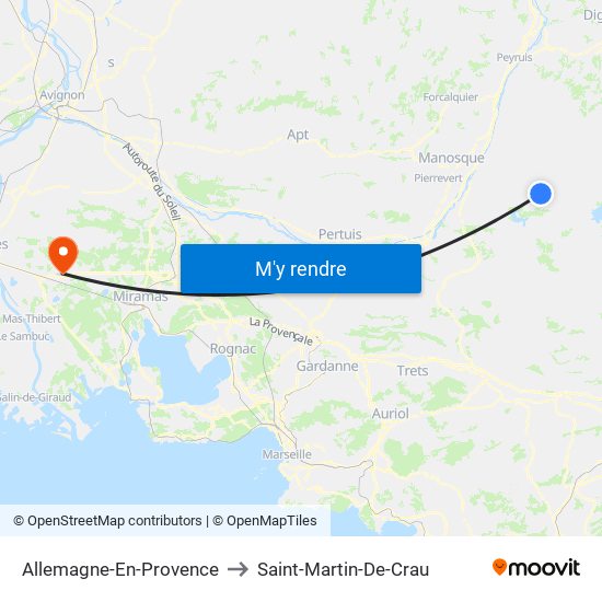 Allemagne-En-Provence to Saint-Martin-De-Crau map