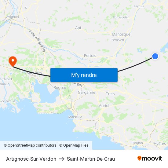 Artignosc-Sur-Verdon to Saint-Martin-De-Crau map