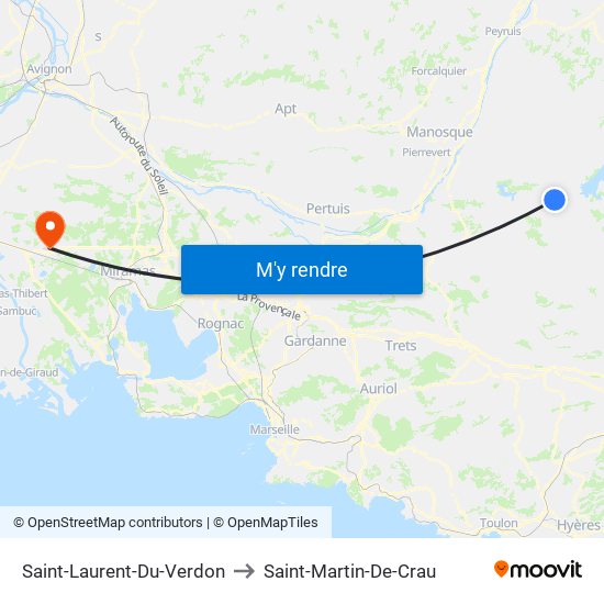 Saint-Laurent-Du-Verdon to Saint-Martin-De-Crau map