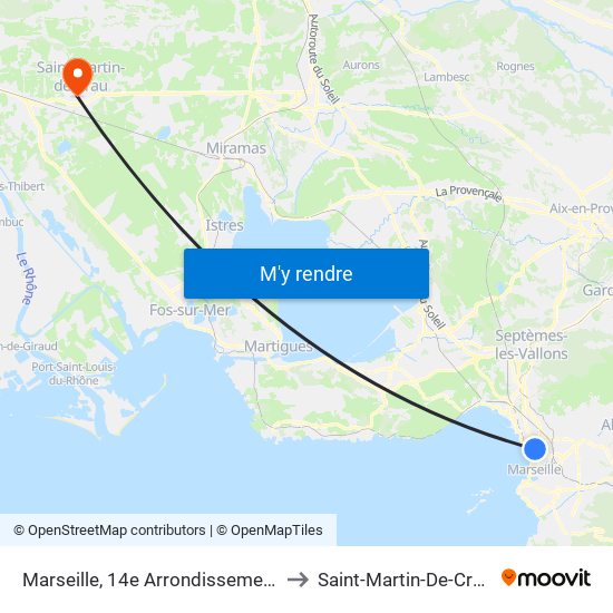 Marseille, 14e Arrondissement to Saint-Martin-De-Crau map