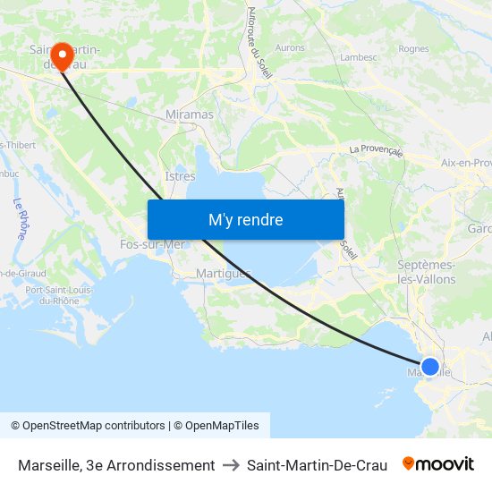 Marseille, 3e Arrondissement to Saint-Martin-De-Crau map