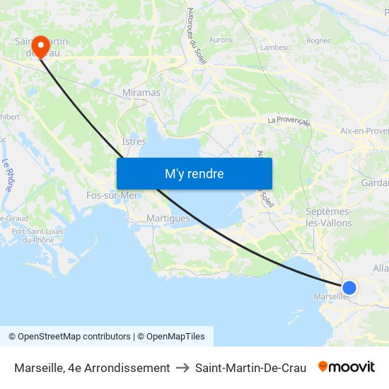 Marseille, 4e Arrondissement to Saint-Martin-De-Crau map
