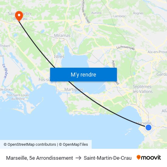 Marseille, 5e Arrondissement to Saint-Martin-De-Crau map