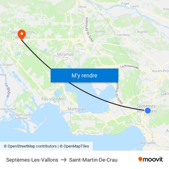 Septèmes-Les-Vallons to Saint-Martin-De-Crau map