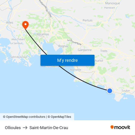 Ollioules to Saint-Martin-De-Crau map