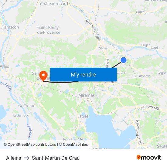 Alleins to Saint-Martin-De-Crau map
