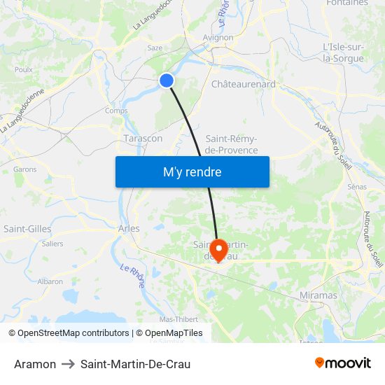 Aramon to Saint-Martin-De-Crau map