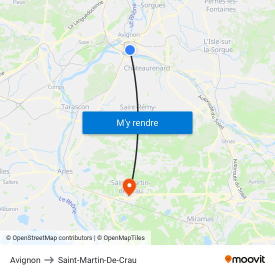 Avignon to Saint-Martin-De-Crau map