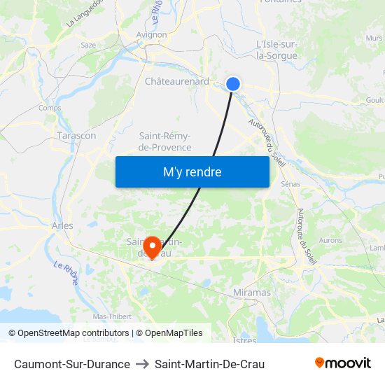 Caumont-Sur-Durance to Saint-Martin-De-Crau map