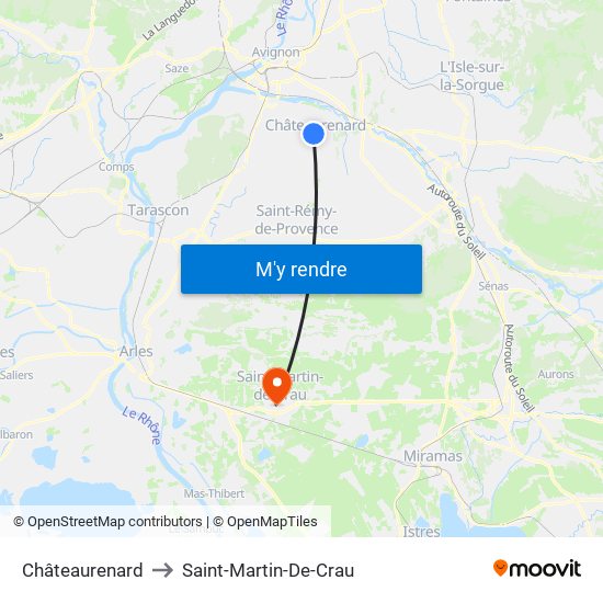 Châteaurenard to Saint-Martin-De-Crau map