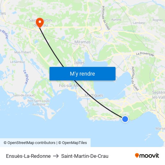 Ensuès-La-Redonne to Saint-Martin-De-Crau map