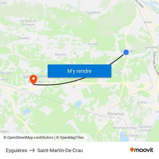 Eyguières to Saint-Martin-De-Crau map