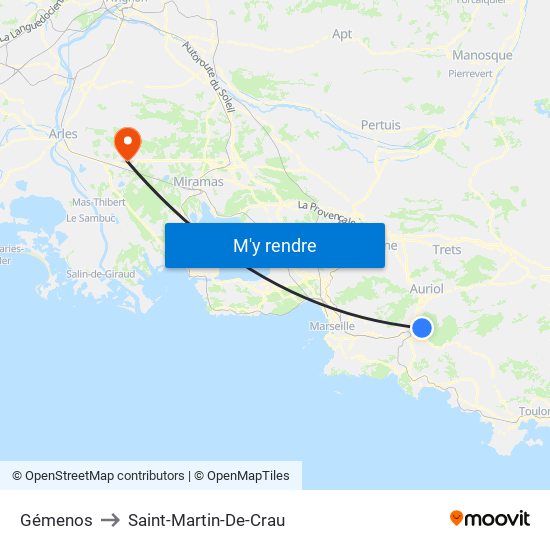 Gémenos to Saint-Martin-De-Crau map