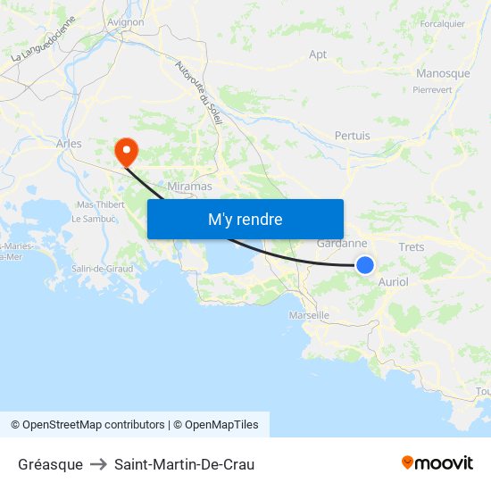 Gréasque to Saint-Martin-De-Crau map