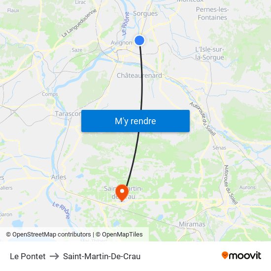 Le Pontet to Saint-Martin-De-Crau map