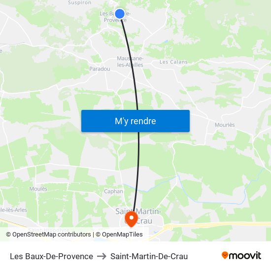 Les Baux-De-Provence to Saint-Martin-De-Crau map