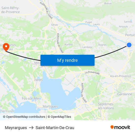 Meyrargues to Saint-Martin-De-Crau map