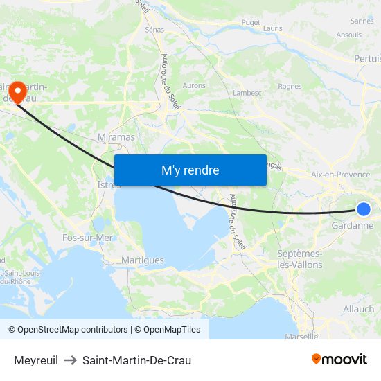 Meyreuil to Saint-Martin-De-Crau map