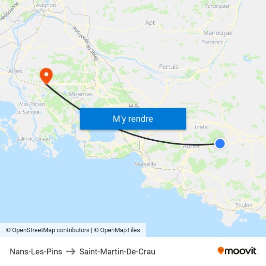 Nans-Les-Pins to Saint-Martin-De-Crau map