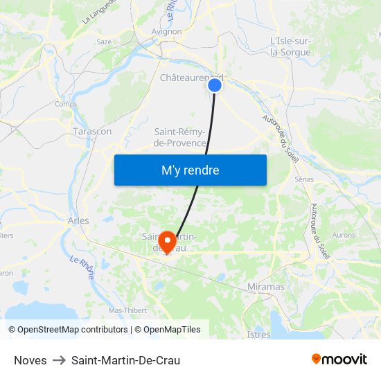 Noves to Saint-Martin-De-Crau map