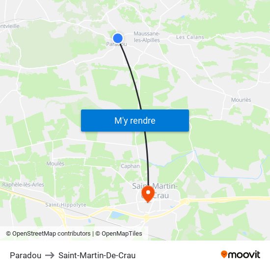 Paradou to Saint-Martin-De-Crau map