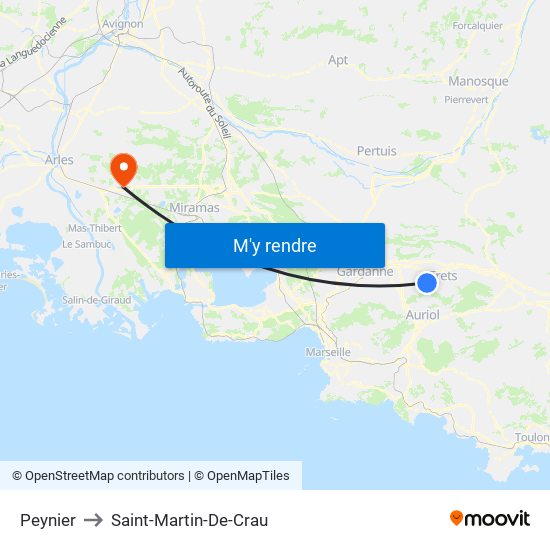 Peynier to Saint-Martin-De-Crau map