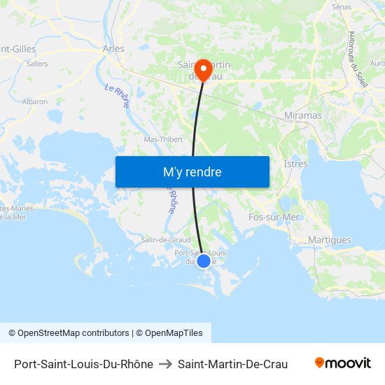 Port-Saint-Louis-Du-Rhône to Saint-Martin-De-Crau map