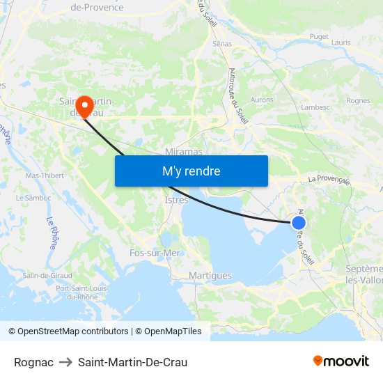 Rognac to Saint-Martin-De-Crau map