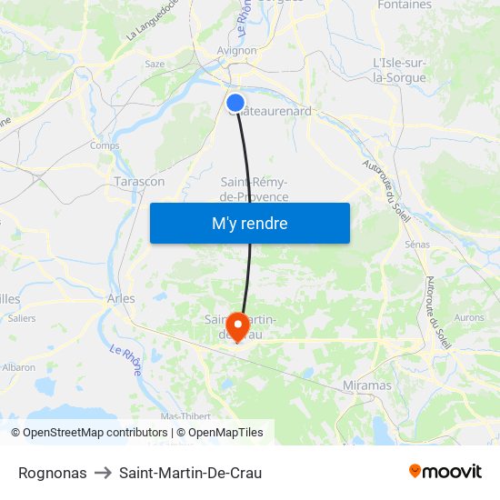 Rognonas to Saint-Martin-De-Crau map
