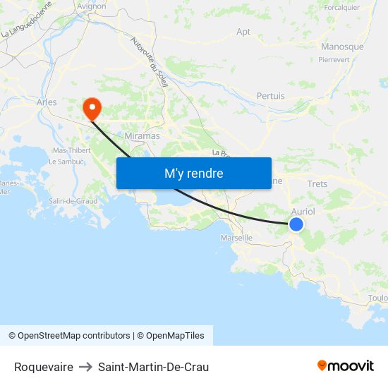 Roquevaire to Saint-Martin-De-Crau map