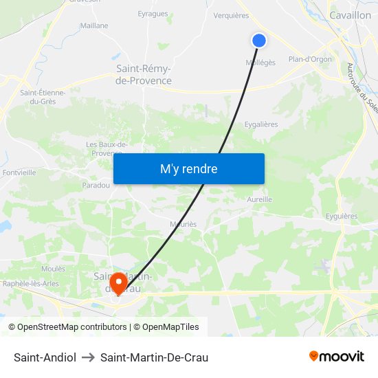 Saint-Andiol to Saint-Martin-De-Crau map