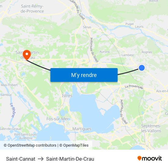 Saint-Cannat to Saint-Martin-De-Crau map