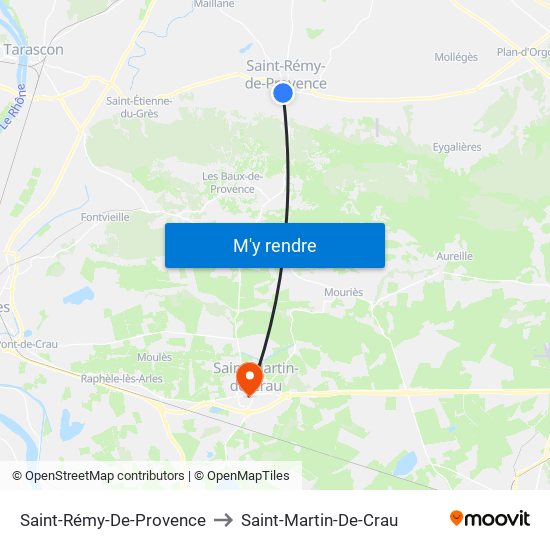 Saint-Rémy-De-Provence to Saint-Martin-De-Crau map