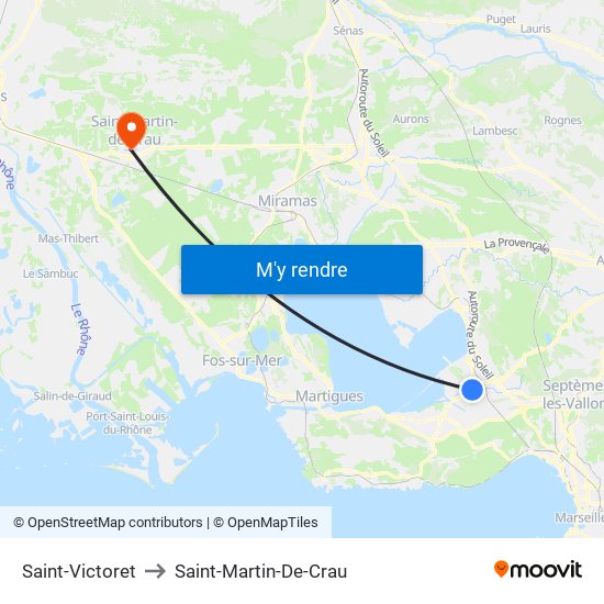 Saint-Victoret to Saint-Martin-De-Crau map