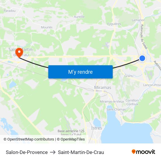 Salon-De-Provence to Saint-Martin-De-Crau map