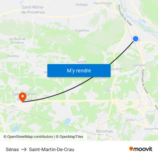 Sénas to Saint-Martin-De-Crau map