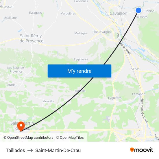 Taillades to Saint-Martin-De-Crau map