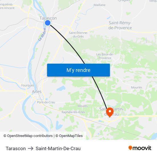 Tarascon to Saint-Martin-De-Crau map