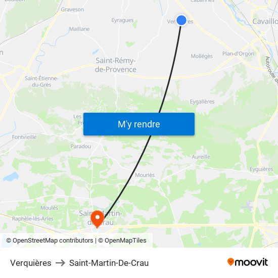 Verquières to Saint-Martin-De-Crau map