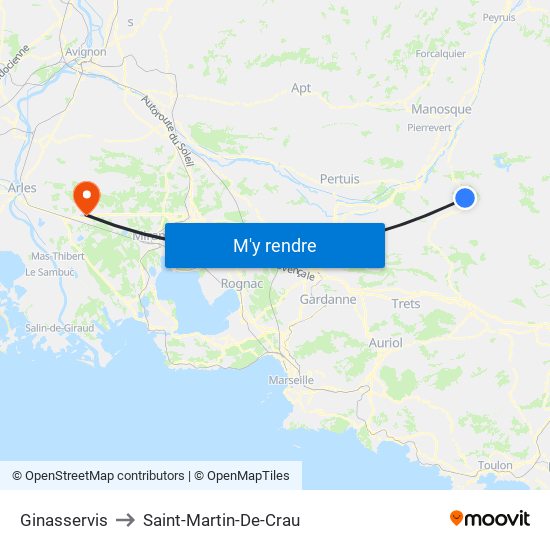 Ginasservis to Saint-Martin-De-Crau map