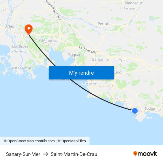 Sanary-Sur-Mer to Saint-Martin-De-Crau map