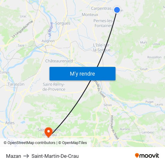 Mazan to Saint-Martin-De-Crau map