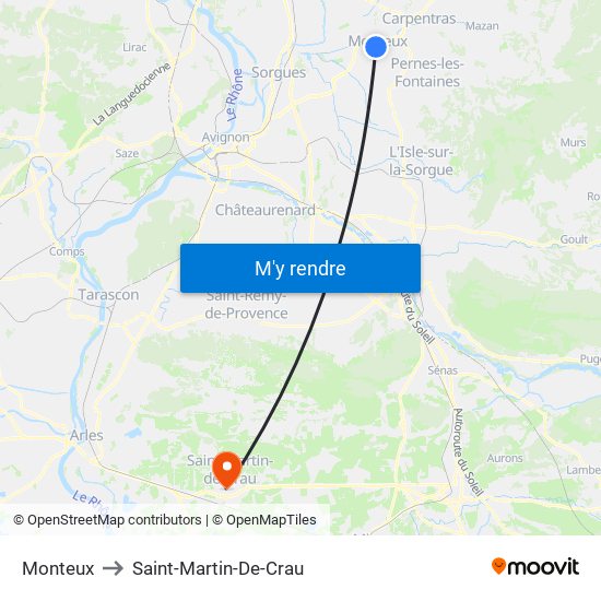 Monteux to Saint-Martin-De-Crau map