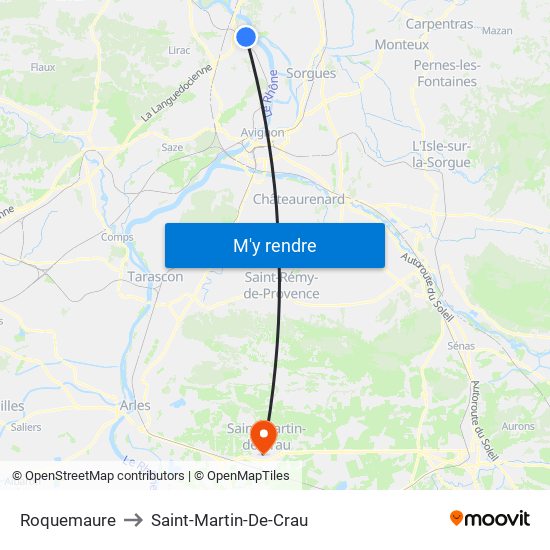 Roquemaure to Saint-Martin-De-Crau map