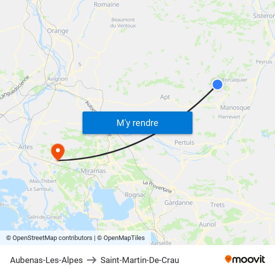 Aubenas-Les-Alpes to Saint-Martin-De-Crau map