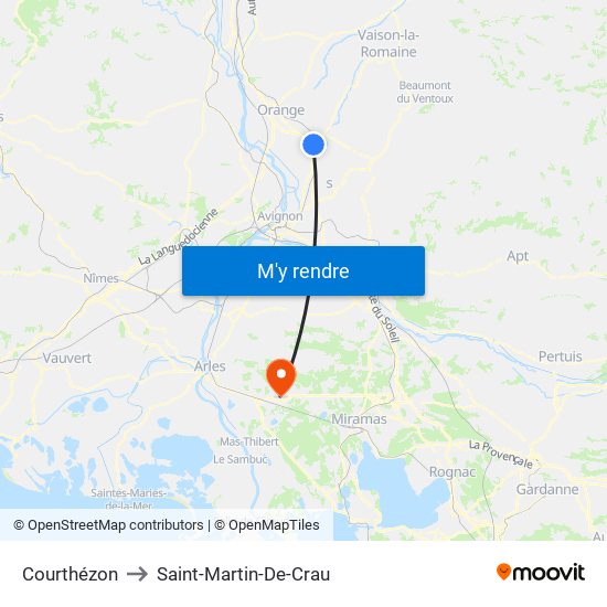 Courthézon to Saint-Martin-De-Crau map