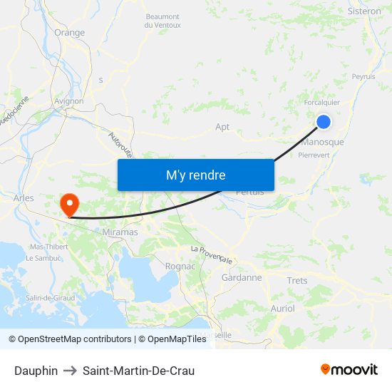 Dauphin to Saint-Martin-De-Crau map