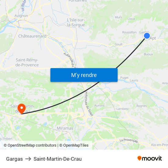 Gargas to Saint-Martin-De-Crau map