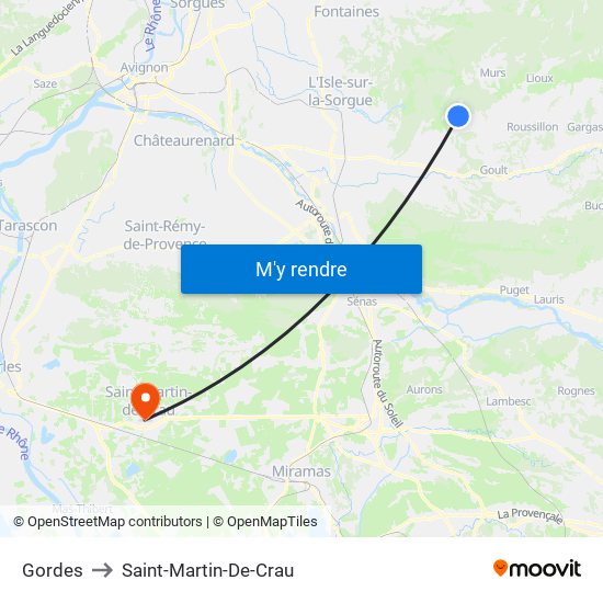 Gordes to Saint-Martin-De-Crau map